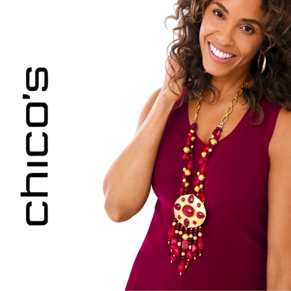 CHICO’S 35th Anniversary Merlot Genuine Jade Stone Pendant Necklace NWT $119 - Picture 3 of 7